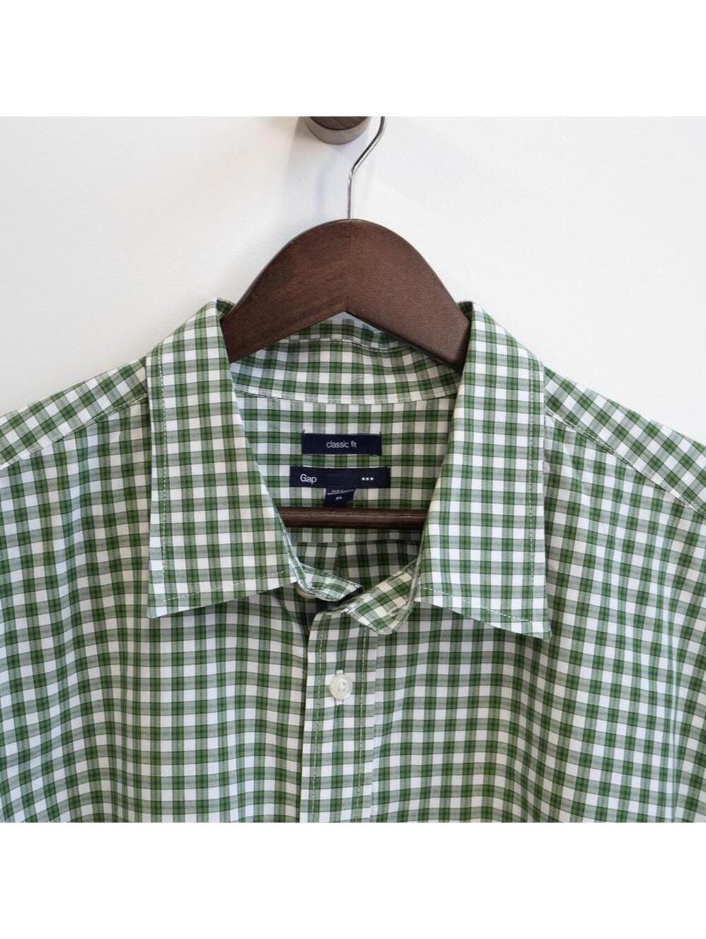 Gap Classic Fit Green Check Button Down Shirt